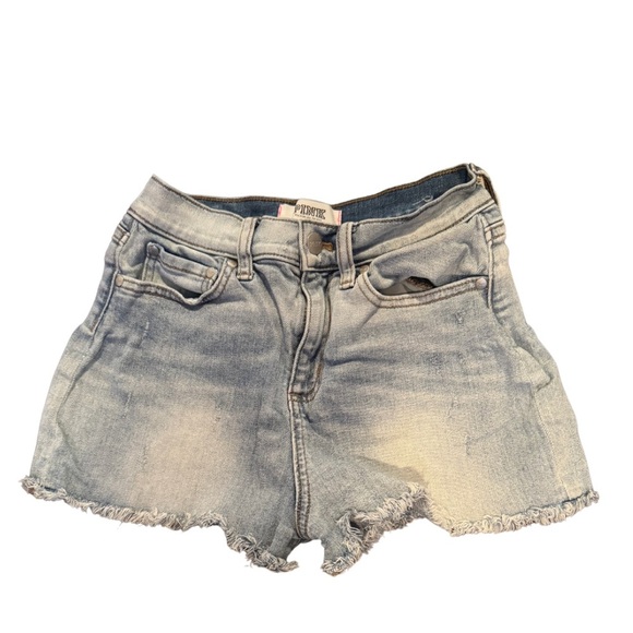 COPY - PINK Women’s Denim Blue Jean Hi Rise Cutoff Shorts Size 2 - Picture 1 of 3